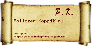 Policzer Koppány névjegykártya